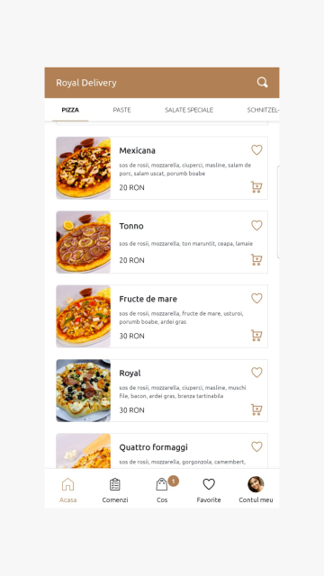 Royal Delivery - Mobile App for restaurant with food delivery at home